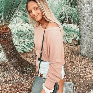 Cropped loose purple Express sweater